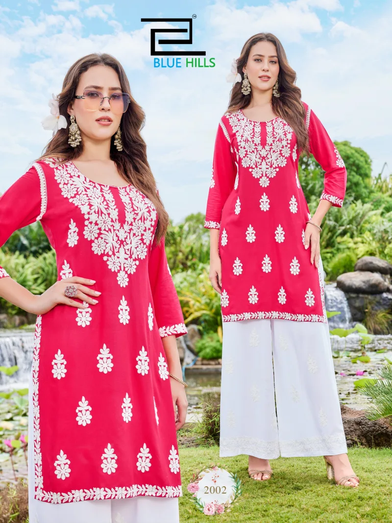 Messi Vol 3 By Blue Hills Rayon Thread Work Kurti With Bottom